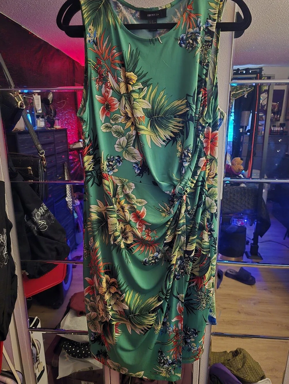 Forever 21 Green Tropical Twist-Slit Swim Cover-Up
